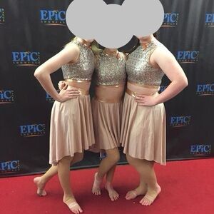 Curtain Call gold 2 piece set dance costume - child large